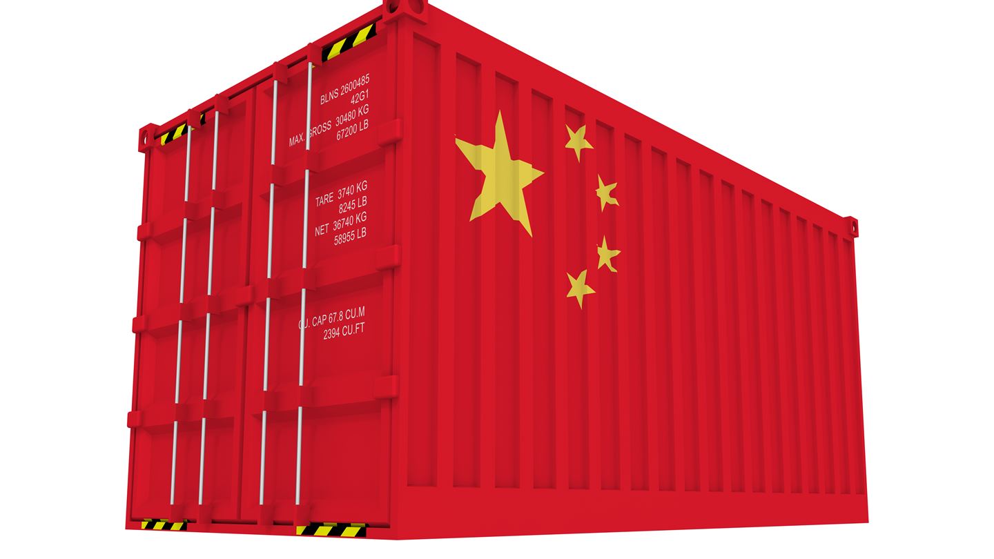 Container med Kina flag